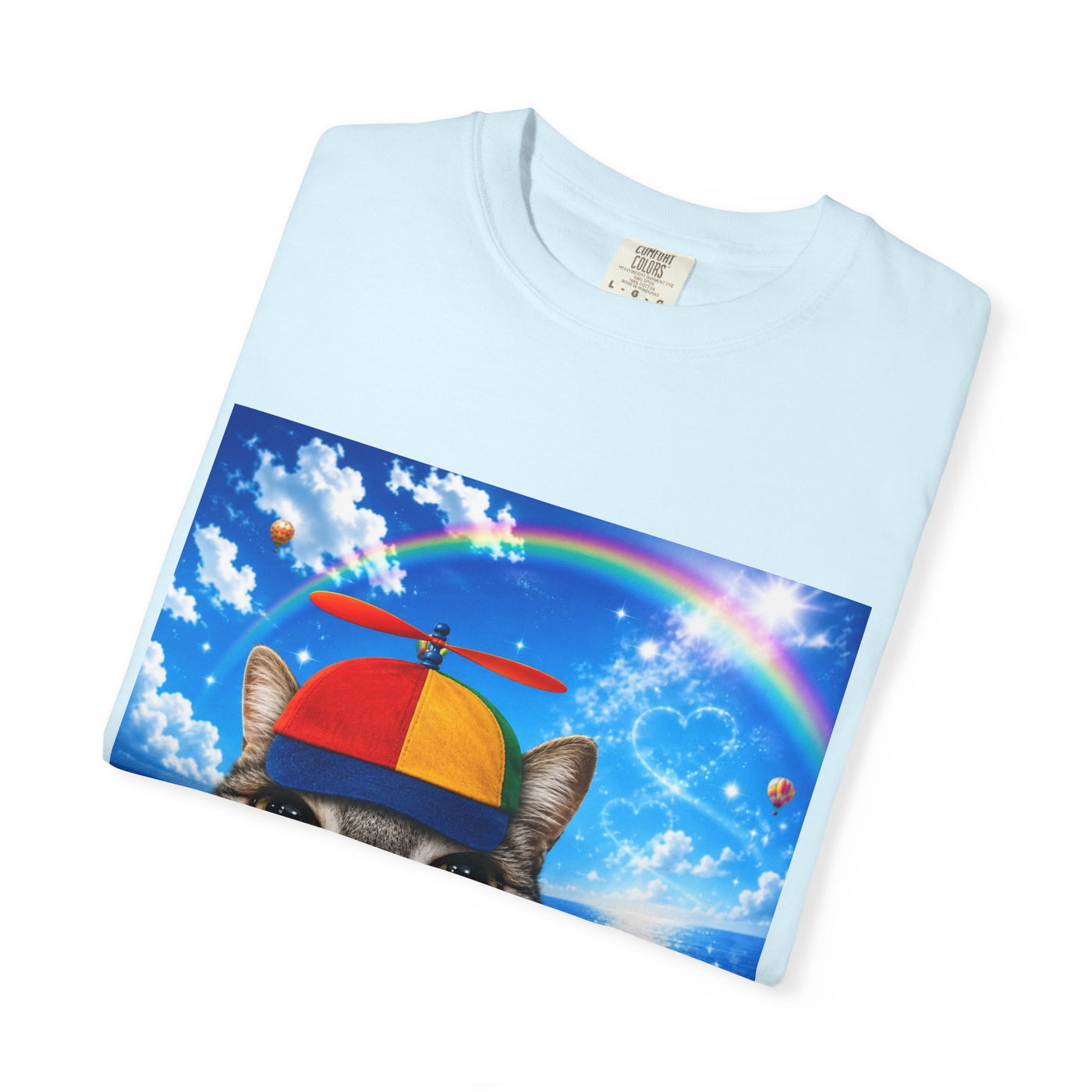 Cat with Lollipop T-Shirt — Rainbow Beanie Kitten Graphic Tee