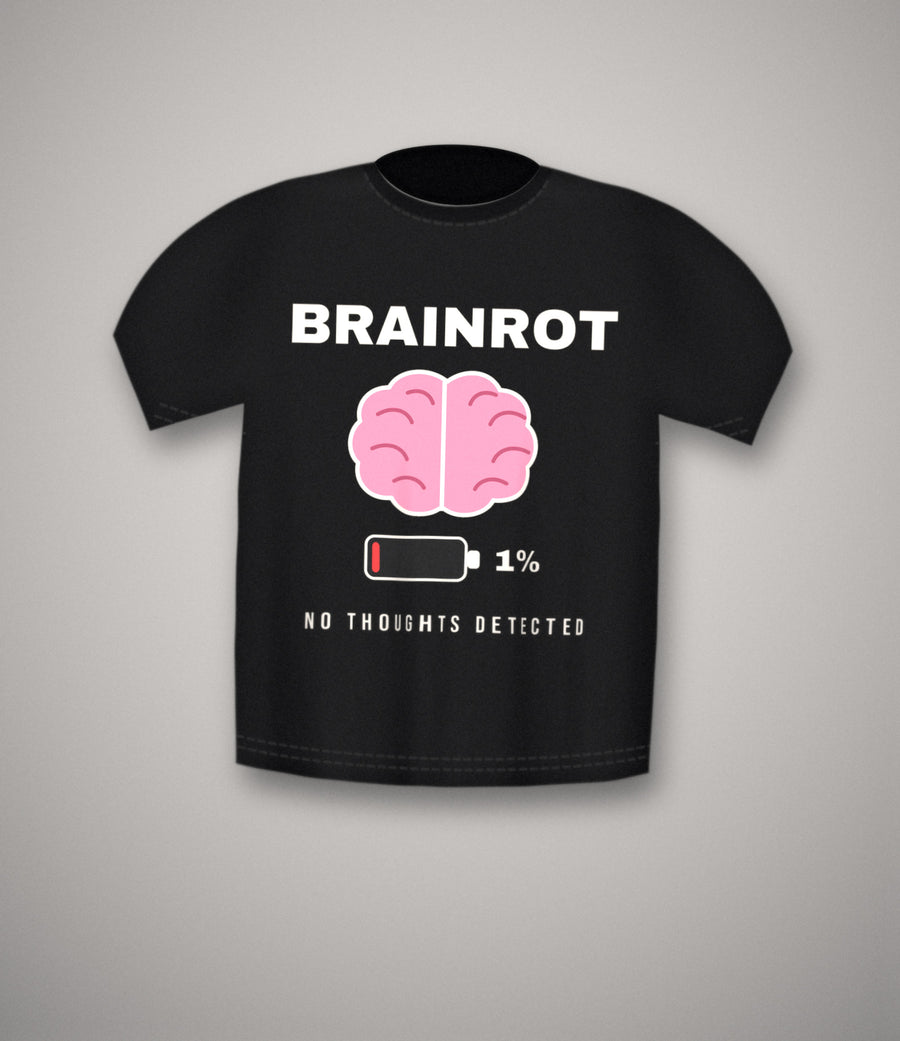 Brainrot – 1% Battery T-Shirt | No Thoughts Meme Tee