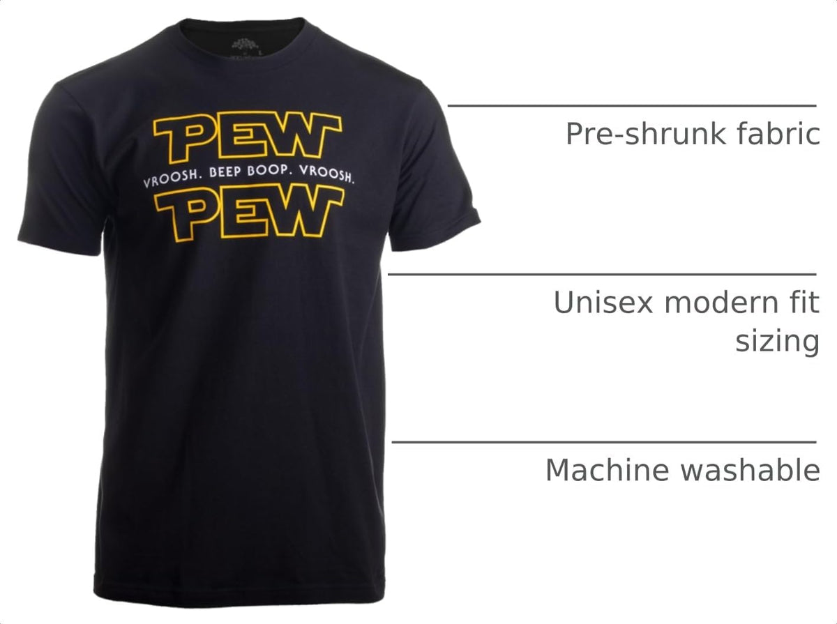 Pew Pew Wars | Funny Sci-fi Space Star Noises Science for Geek Men Women T-Shirt