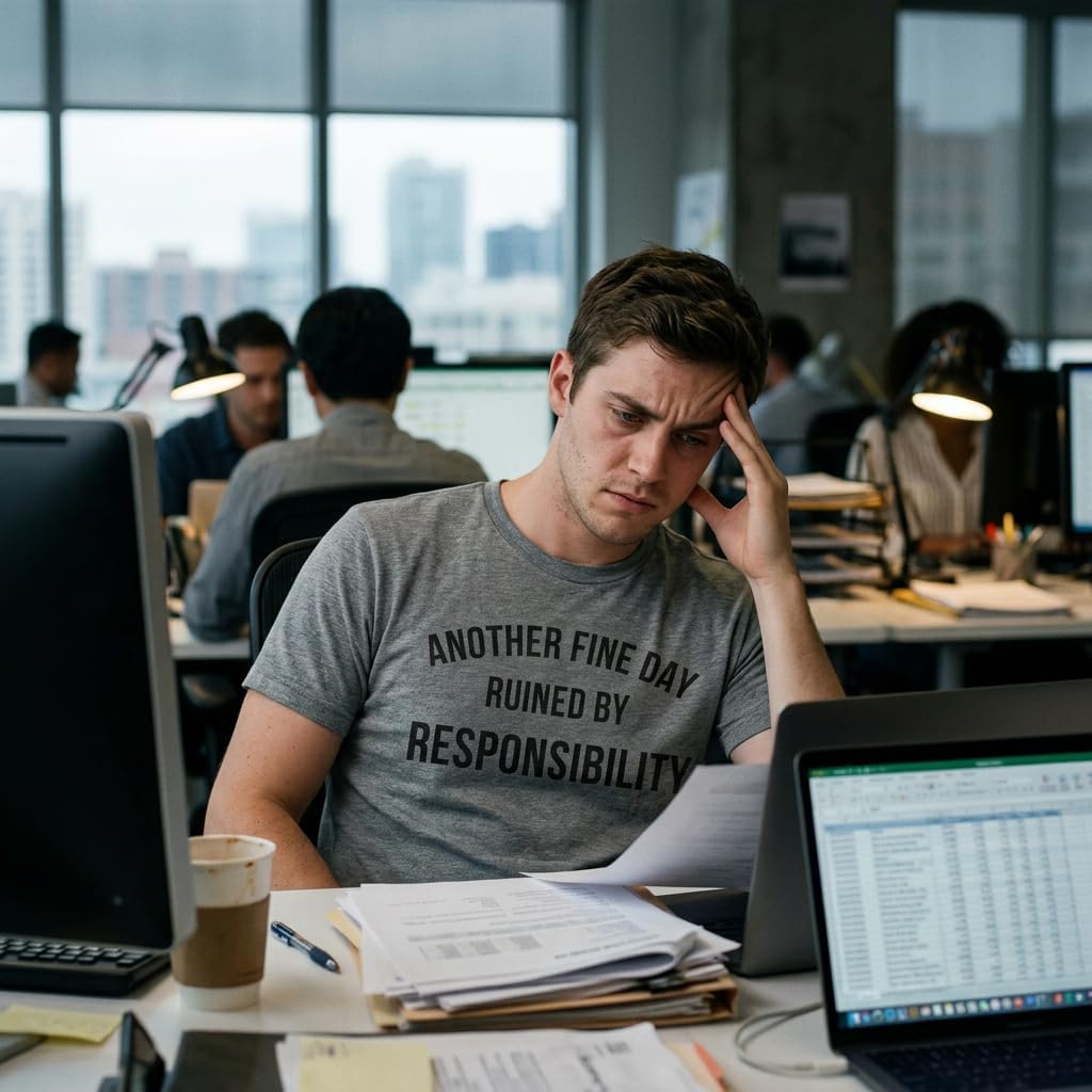 Another Fine Day Ruined By Responsibility T Shirt Funny Tee