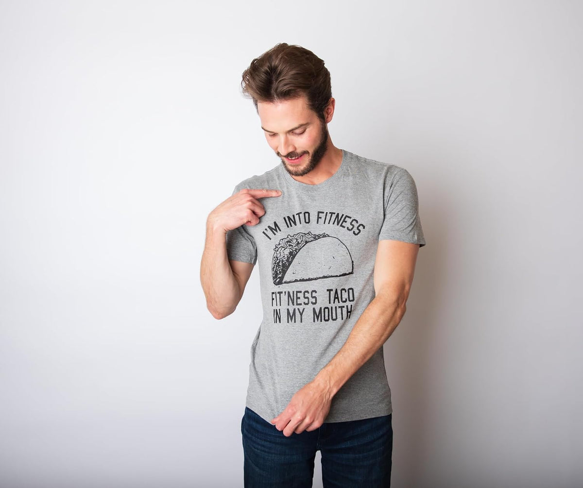 Mens Fitness Taco Funny T Shirt Sarcastic Gym Tee for Guys