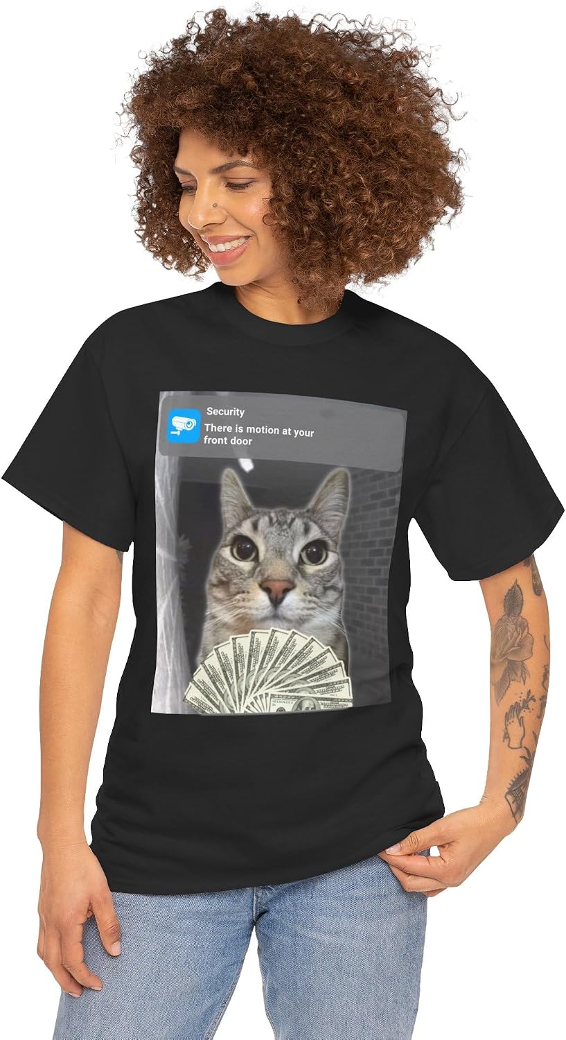Ring Cat with Motion Meme Shirt - Funny Cat Meme, Cursed Cat, Brainrot Shirt, Unhinged Humor, Gag Gift, Y2K Style