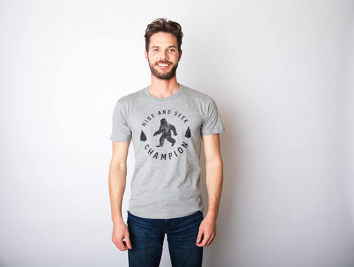 Hide and Seek Champion Funny Bigfoot Graphic Tee