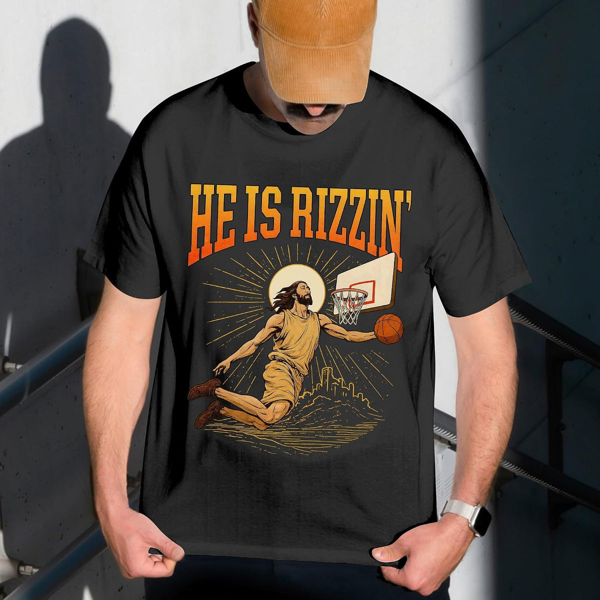 He is Rizzin Shirt for Men - He is Rizzen Tshirt - Rizz Shirts - Funny Basketball Shirt for Adults