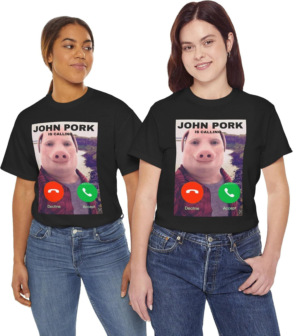John Pork Funny Answer Call Phone T-Shirt, Brainrot T-Shirt