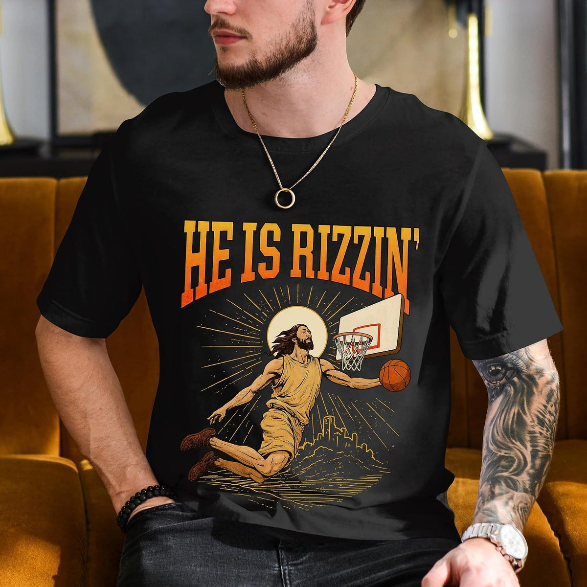 He is Rizzin Shirt for Men - He is Rizzen Tshirt - Rizz Shirts - Funny Basketball Shirt for Adults