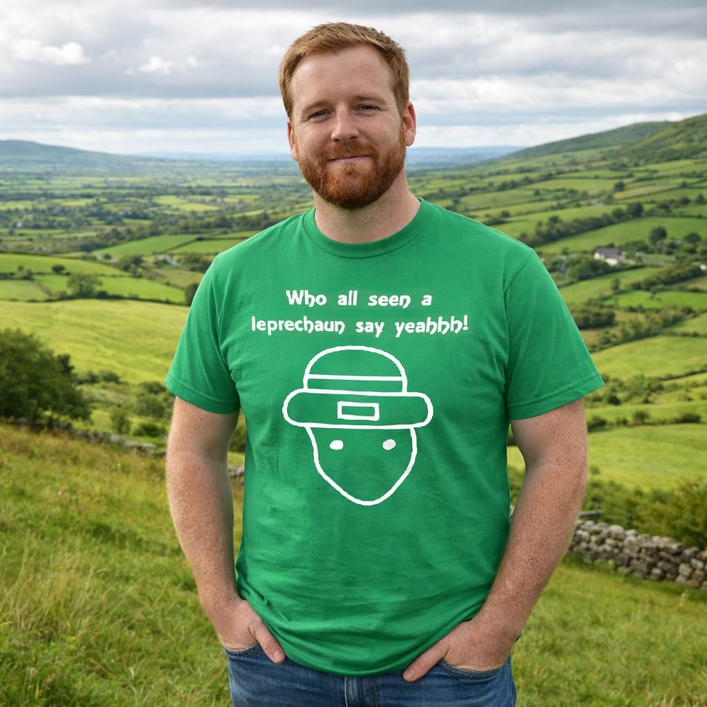 Who All Seen a Leprechaun Sketch Funny Saint Men's T-Shirt