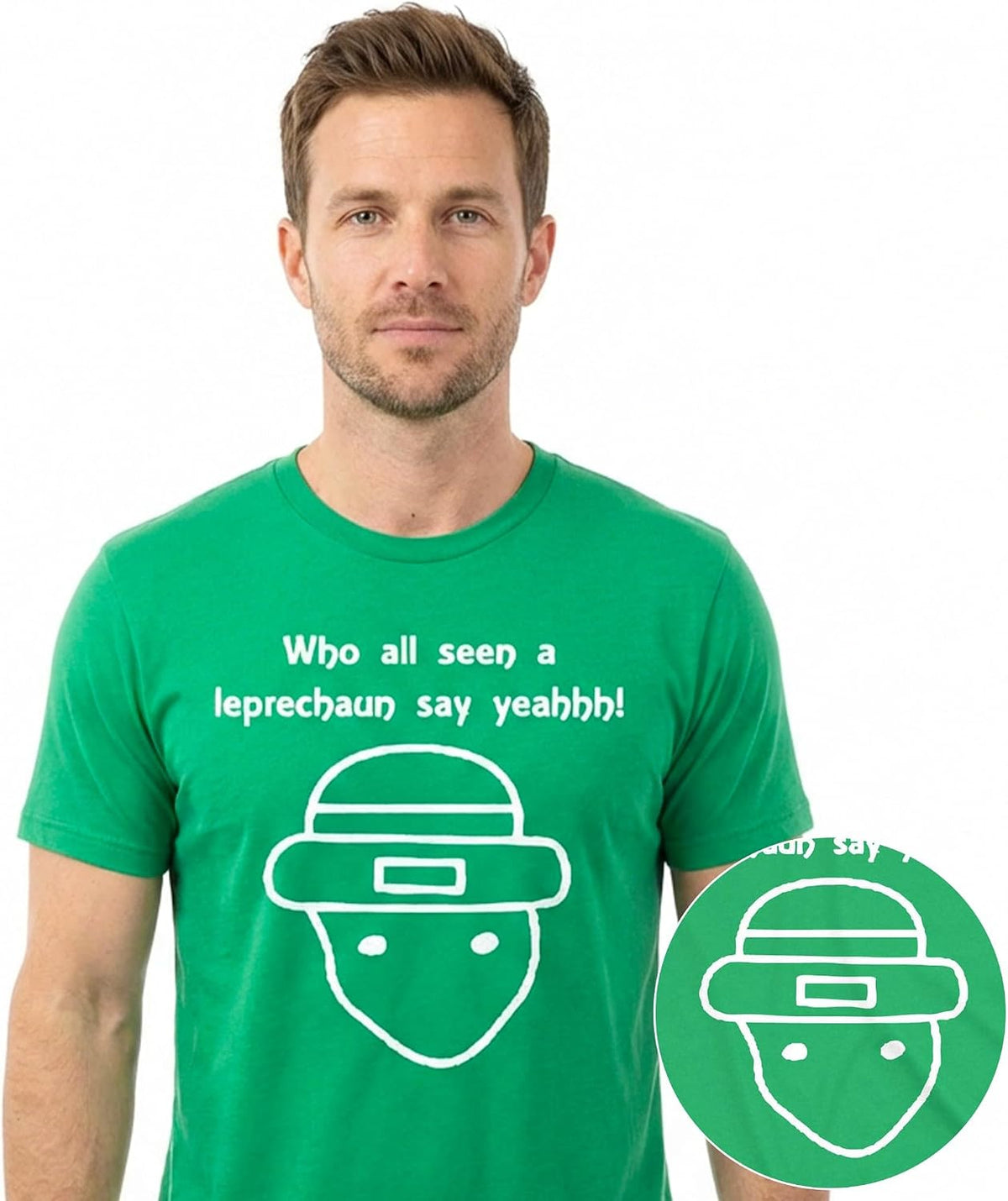 Who All Seen a Leprechaun Sketch Funny Saint Men's T-Shirt