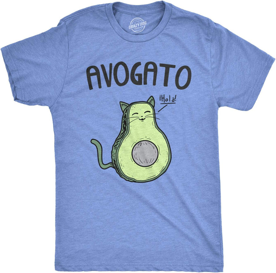 Avogato Funny Avocado Cat Cute Kitty Graphic T Shirts for Men