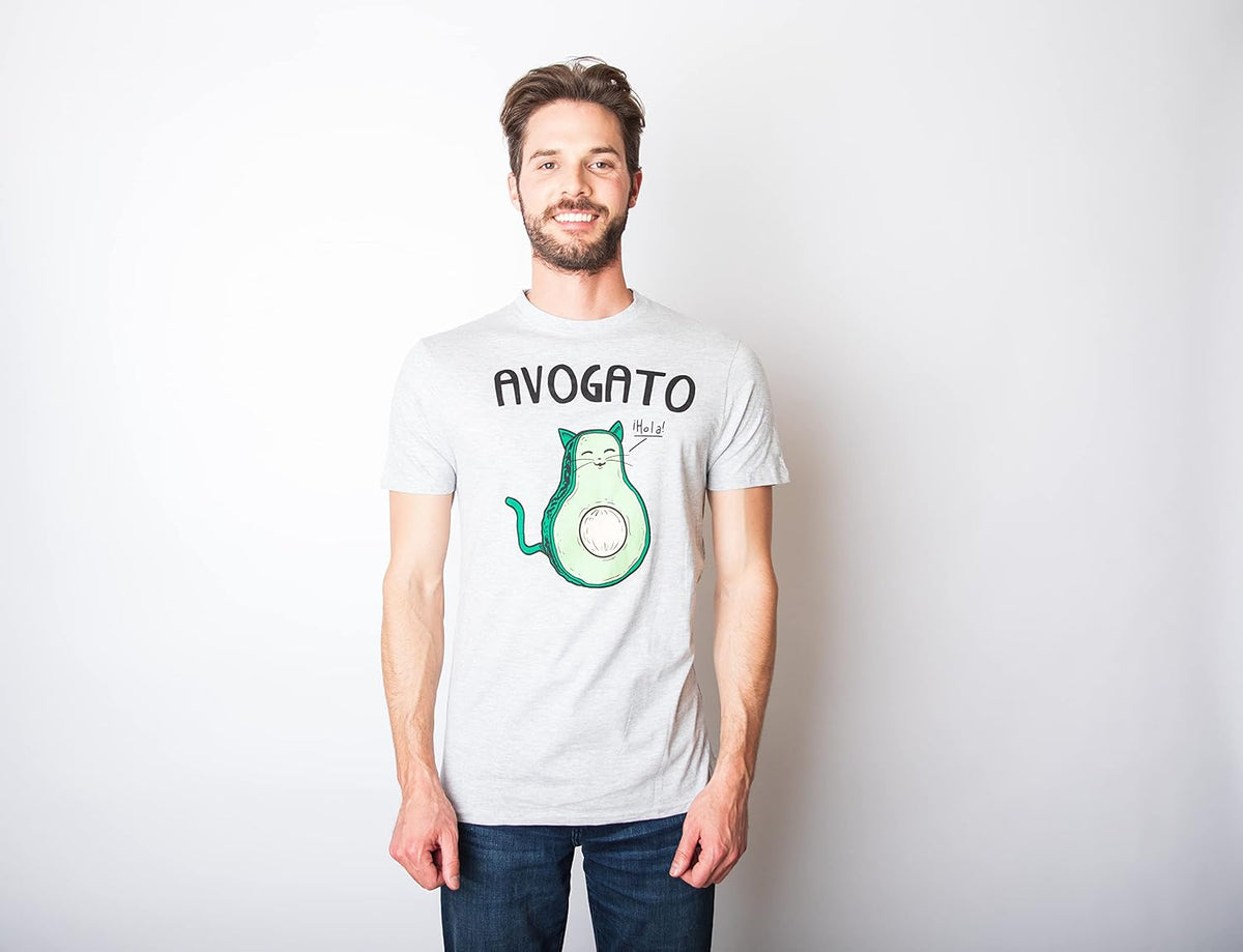Avogato Funny Avocado Cat Cute Kitty Graphic T Shirts for Men
