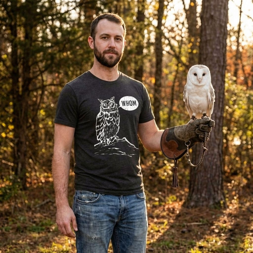 Whom Owl Funny Grammar Nerd Sarcastic Graphic Cool Mens T Shirts