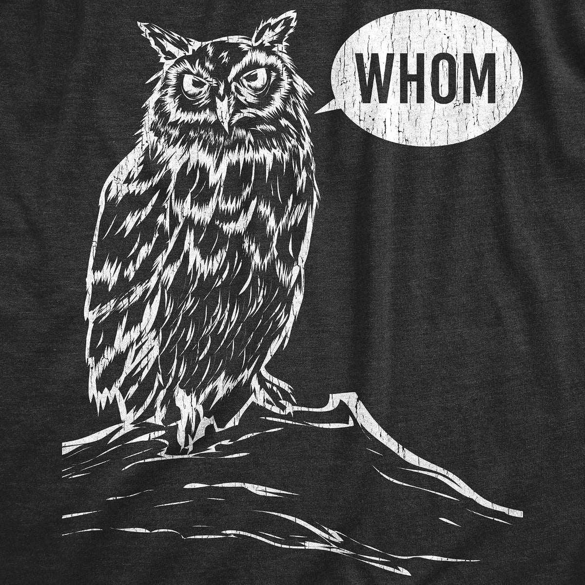 Whom Owl Funny Grammar Nerd Sarcastic Graphic Cool Mens T Shirts