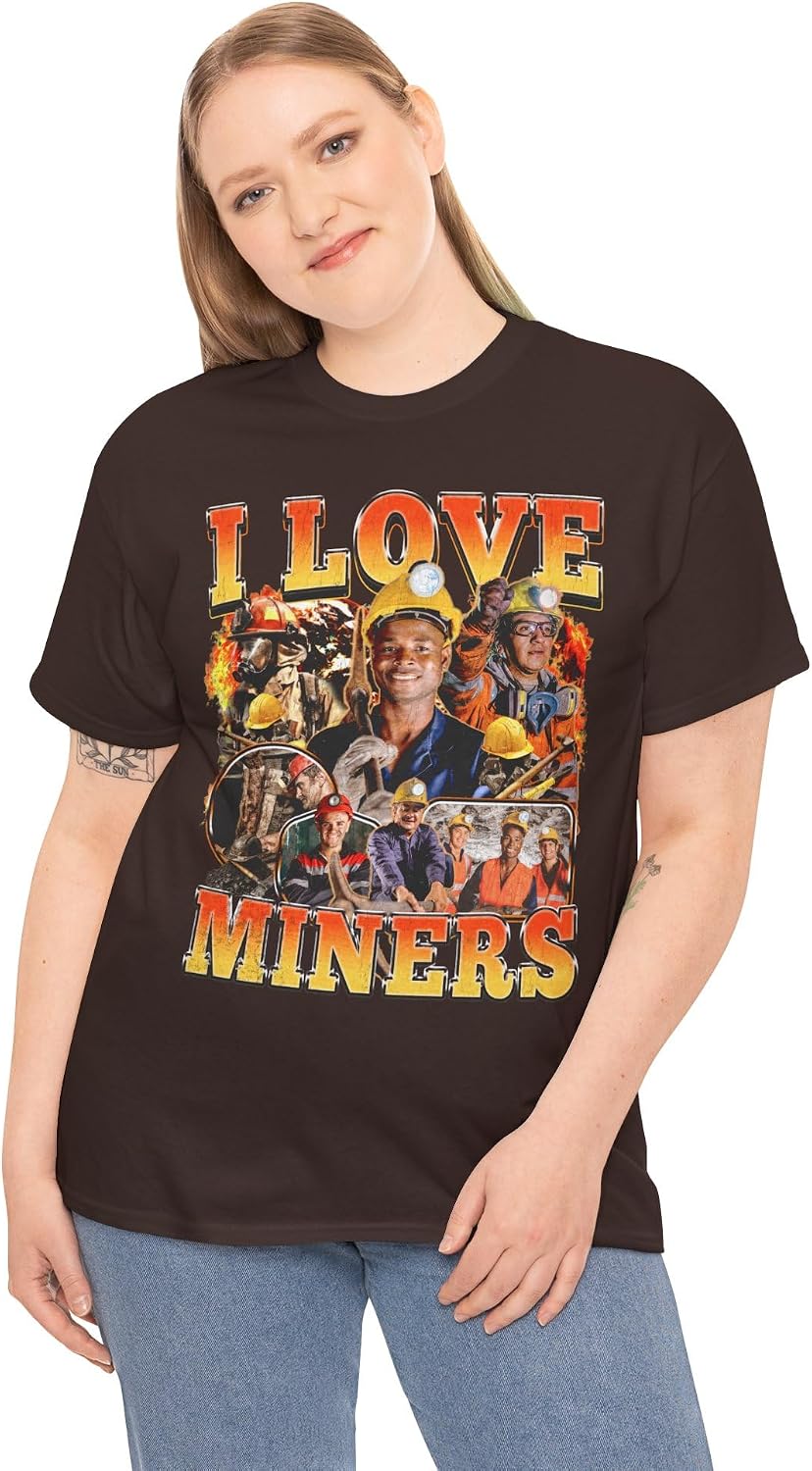 I Love Miners T-Shirt, Funny Mining Meme Tee, Bold Statement Shirt, Viral Humor Gift, Retro Y2K Meme Shirt for Men & Women