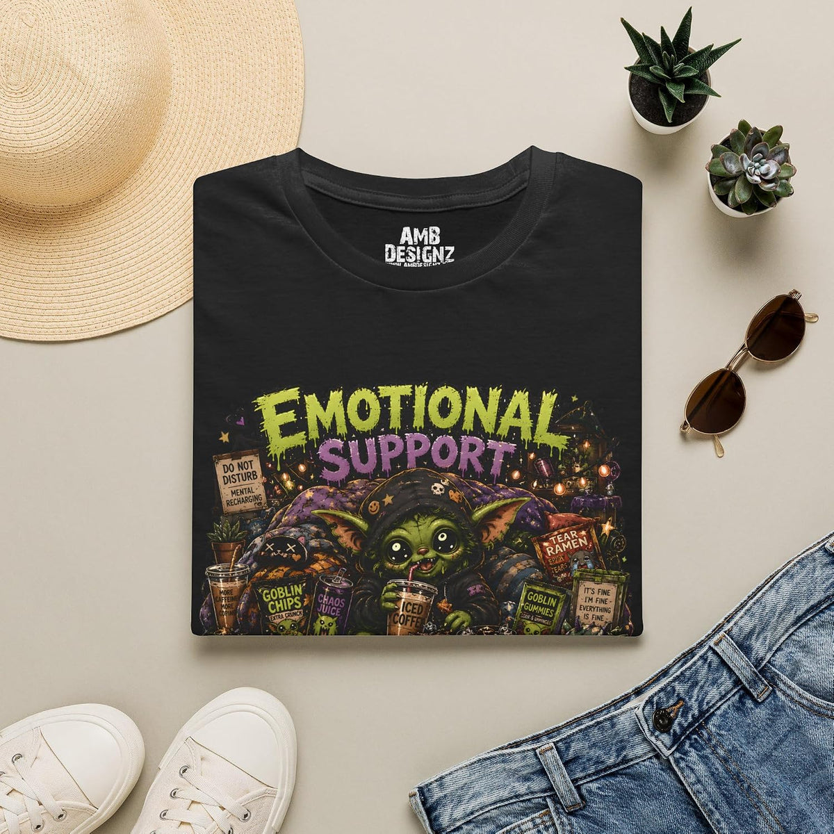 Emotional Support Gremlin T-Shirt, Funny Goblin Graphic Tee, Chaotic Meme Humor Shirt