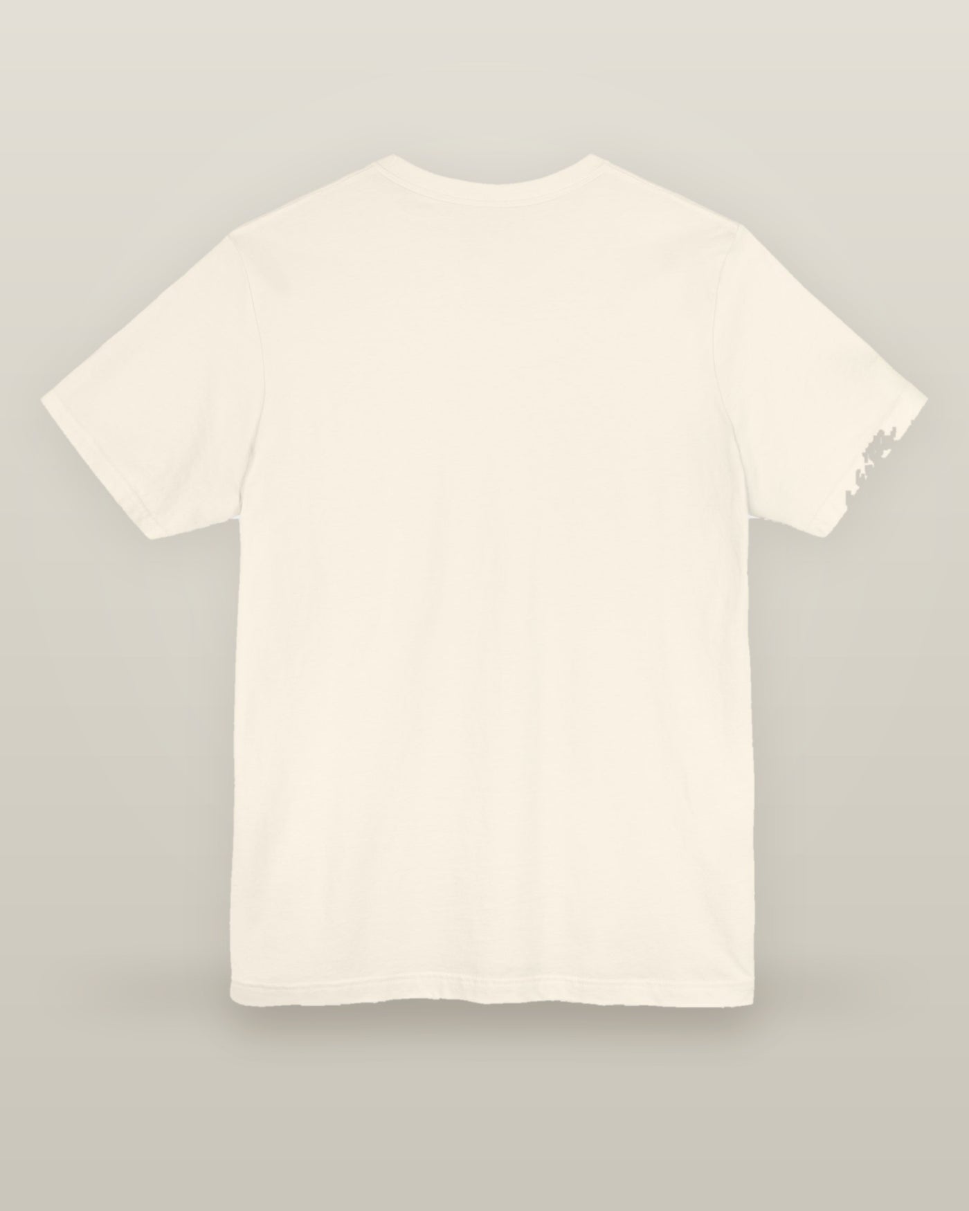 I peaked at nap time — a floor nap mat with a folded blanket and one pillow, printed on a natural cream cotton t-shirt, back view